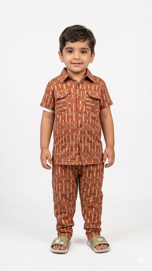 Junior Urban Explorer – Rust Textured Cotton Coord Set