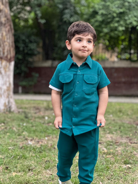 Emerald Explorer – Premium Textured Cotton Lycra Coord Set