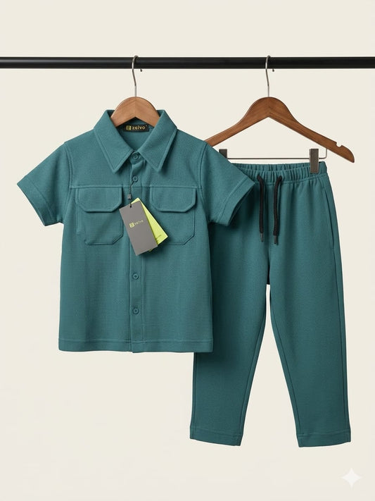 Emerald Explorer – Premium Textured Cotton Lycra Coord Set