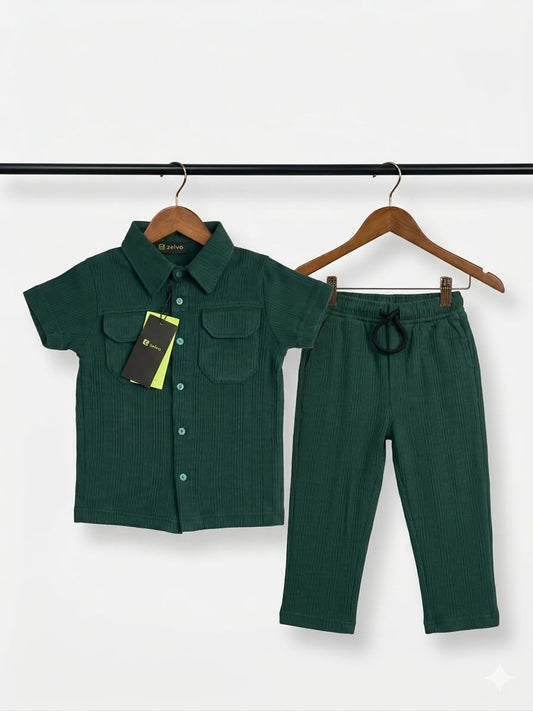 Emerald Explorer – Premium Textured Cotton Lycra Coord Set