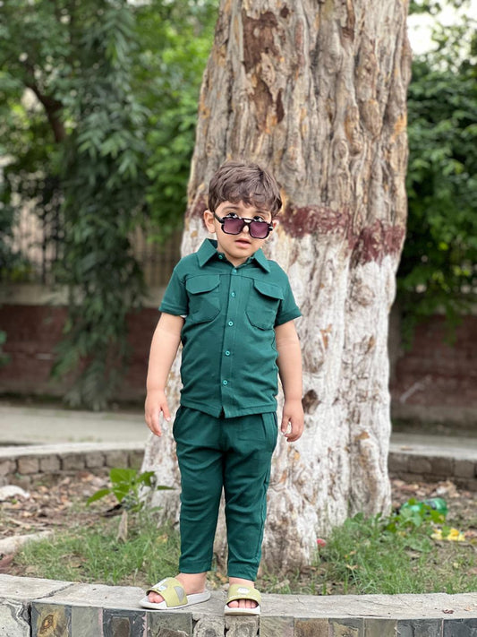 Emerald Explorer – Premium Textured Cotton Lycra Coord Set